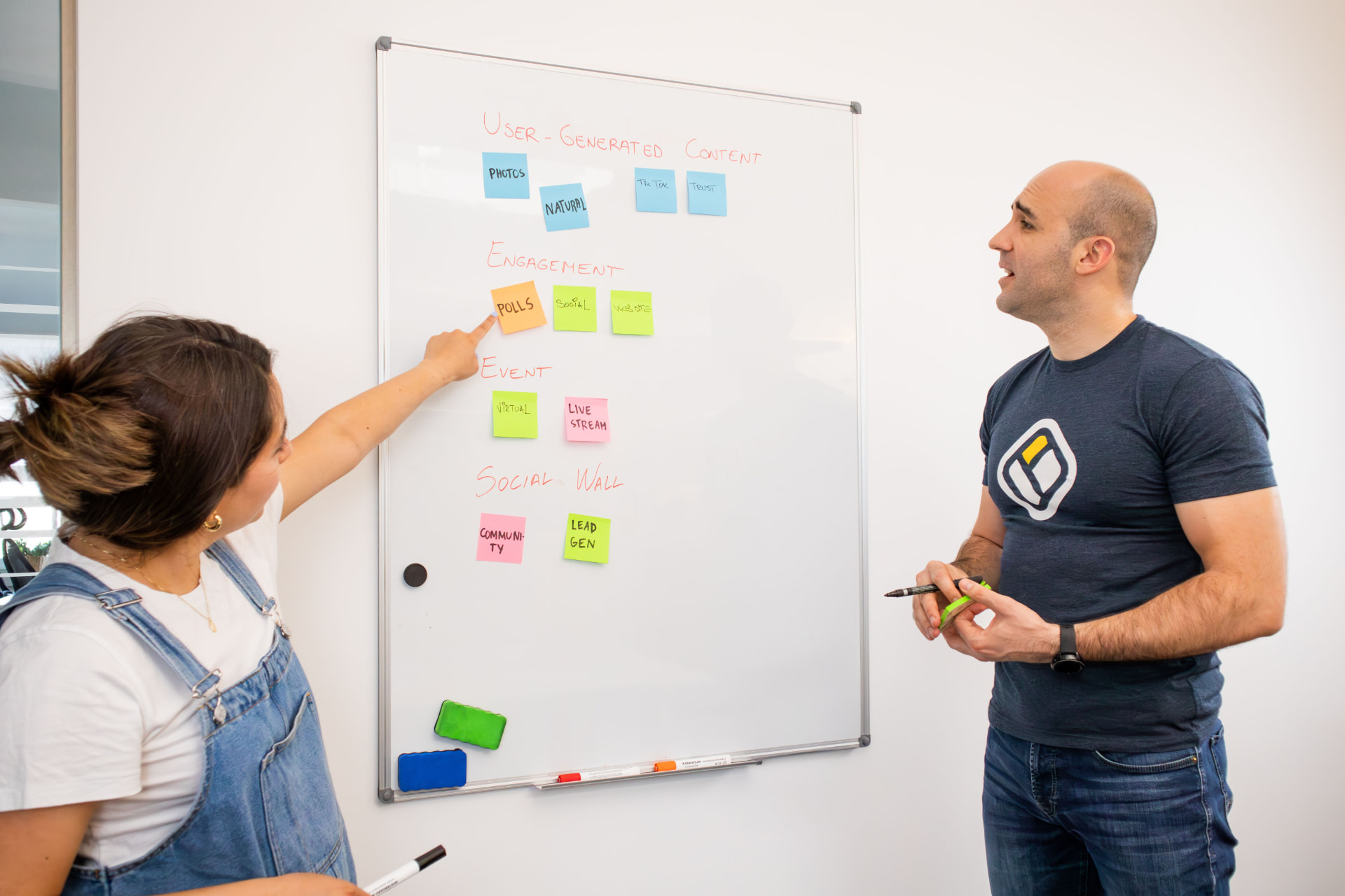 The team planning a growth system on a whiteboard
